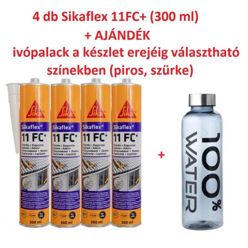 4 db Sikaflex 11FC+ (300 ml) + AJÁNDÉK ivópalack a készlet erejéig választható színekben (piros, szürke)