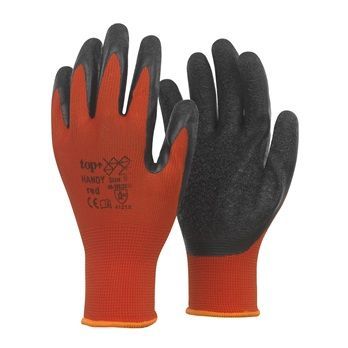 Védőkesztyű latex mártott magas kopásállóság TOP HANDY,piros/fekete, 9